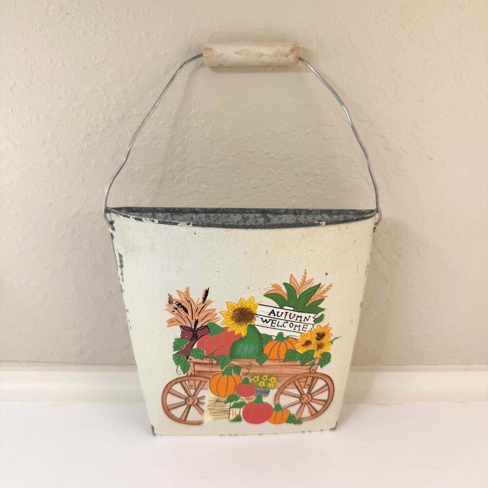 Fall Decor‎ Wall Pocket- Metal/ Tin. Welcome Autumn. Cottage Core.